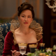 Carrie Coon winning the evening wear competition in HBO's The Gilded Age Episode 2